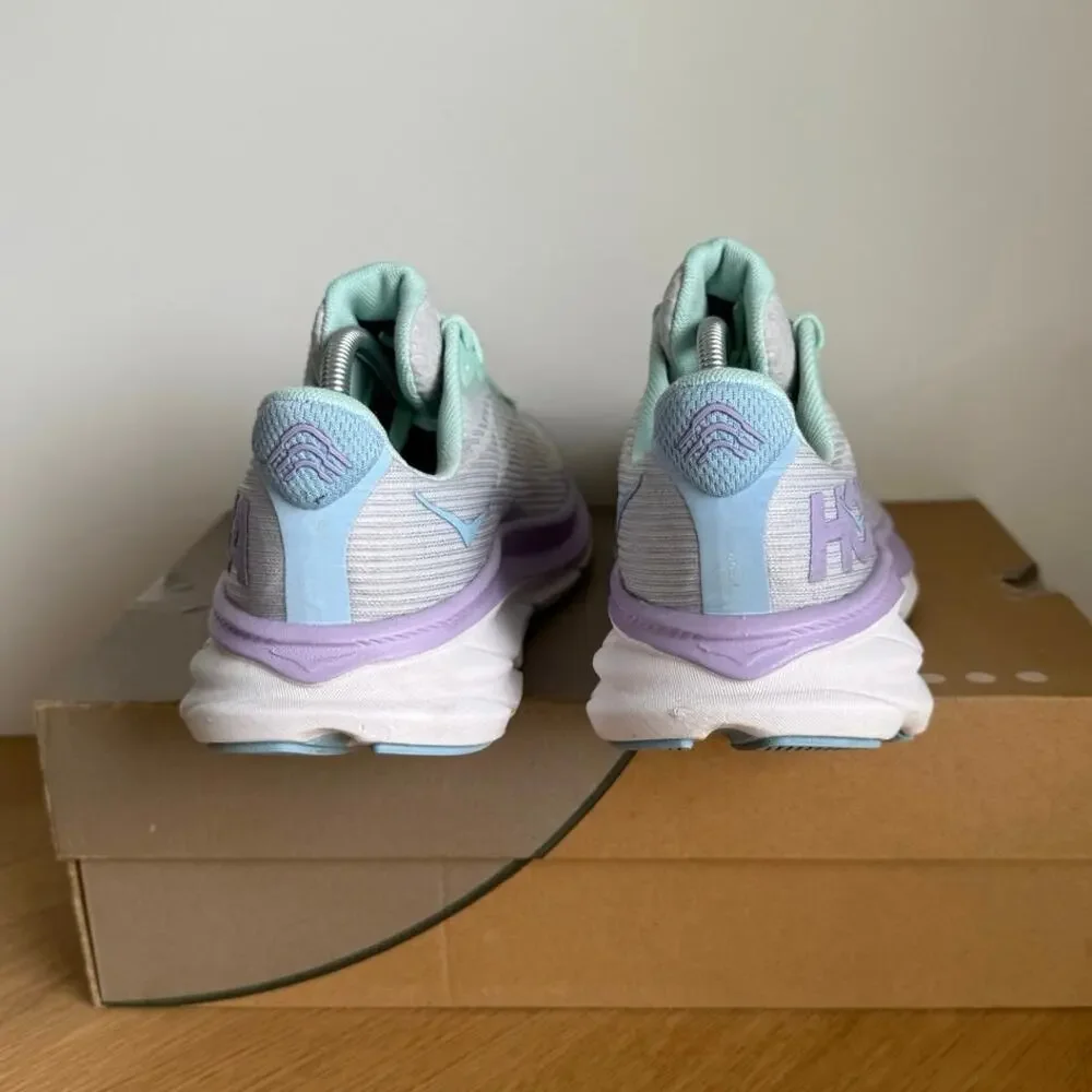 HOKA ONE ONE Clifton 9 ‘Sunlit Ocean/Lilac Mist Kids Sneakers- SZ 7 Y- 8.5 W